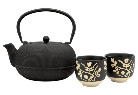 Geschenkset Sichuan (Teekanne 1l mit 2 Teebechern 100ml) schwarz