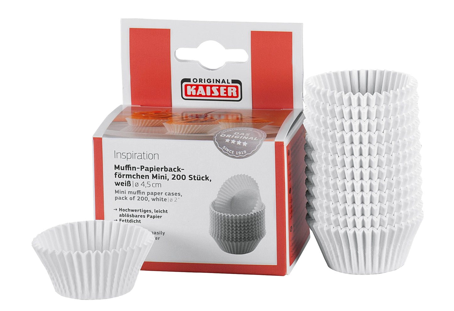 Papierbackförmchen Mini Muffin Ø4,5cm weiß 200er Pack