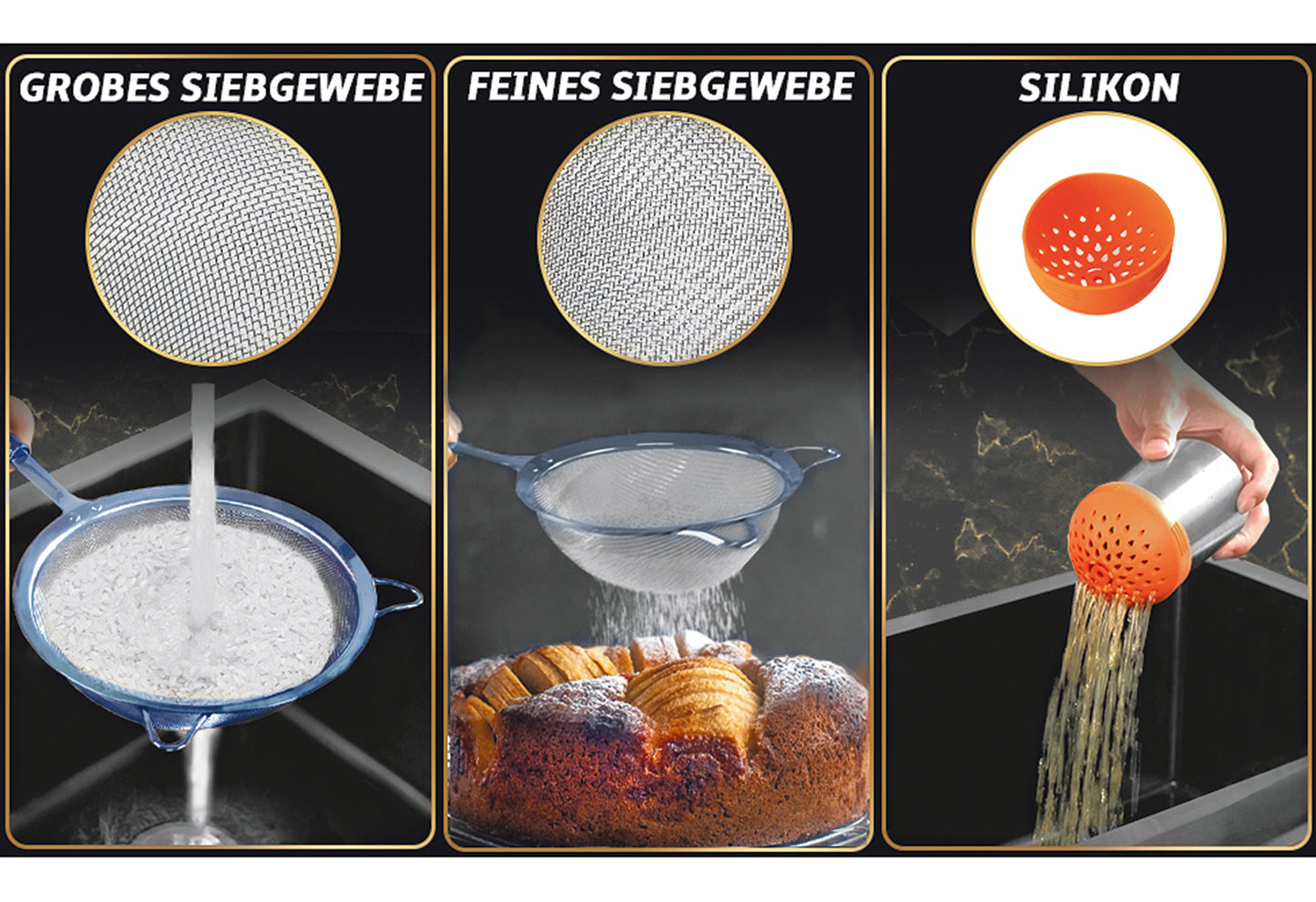 Küchensieb Set blau