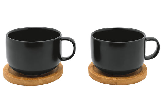 Teebecher Umea mit Untersetzer 250ml 2er Set schwarz