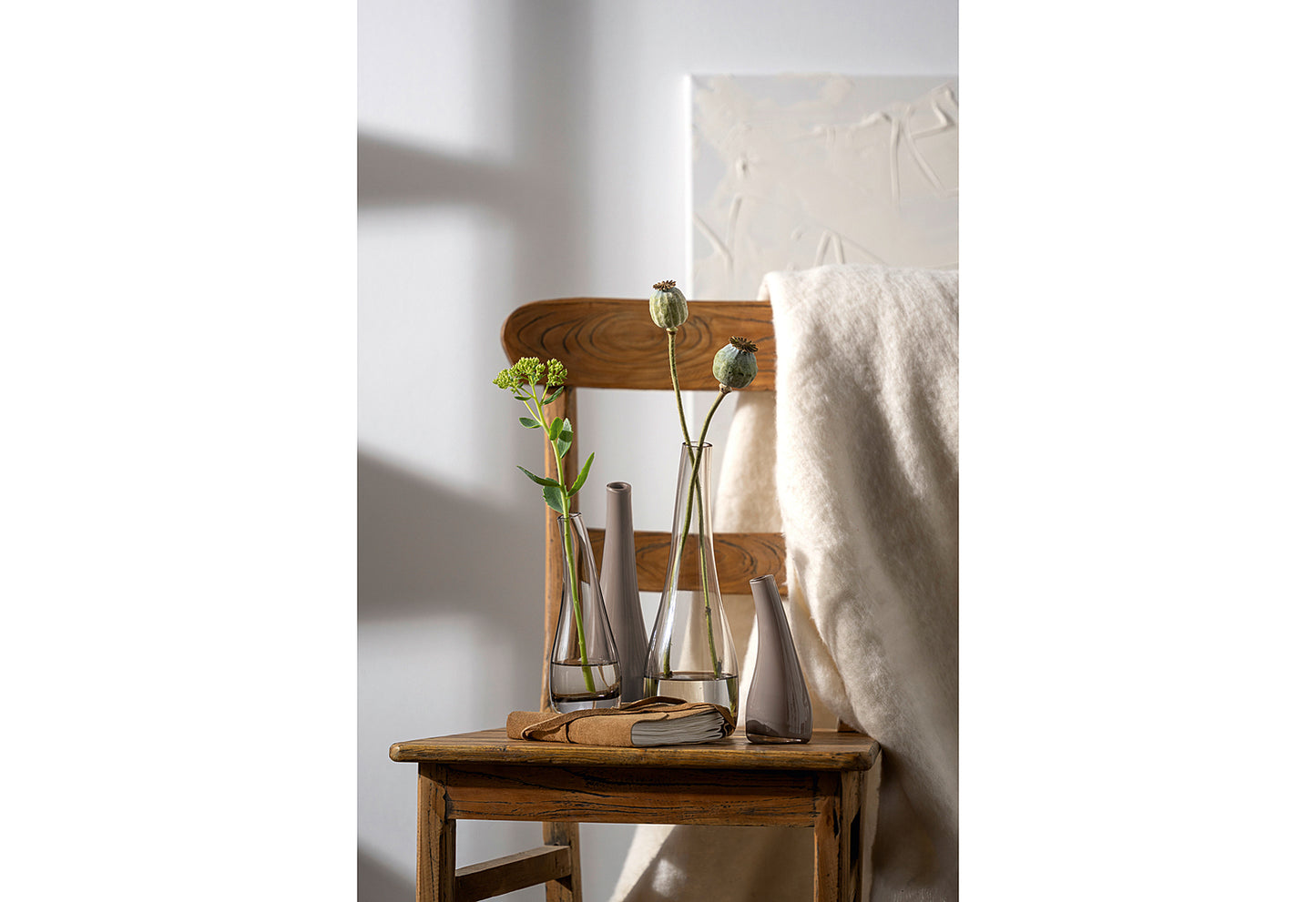 Vase Arco geschwungen 25cm taupe opac