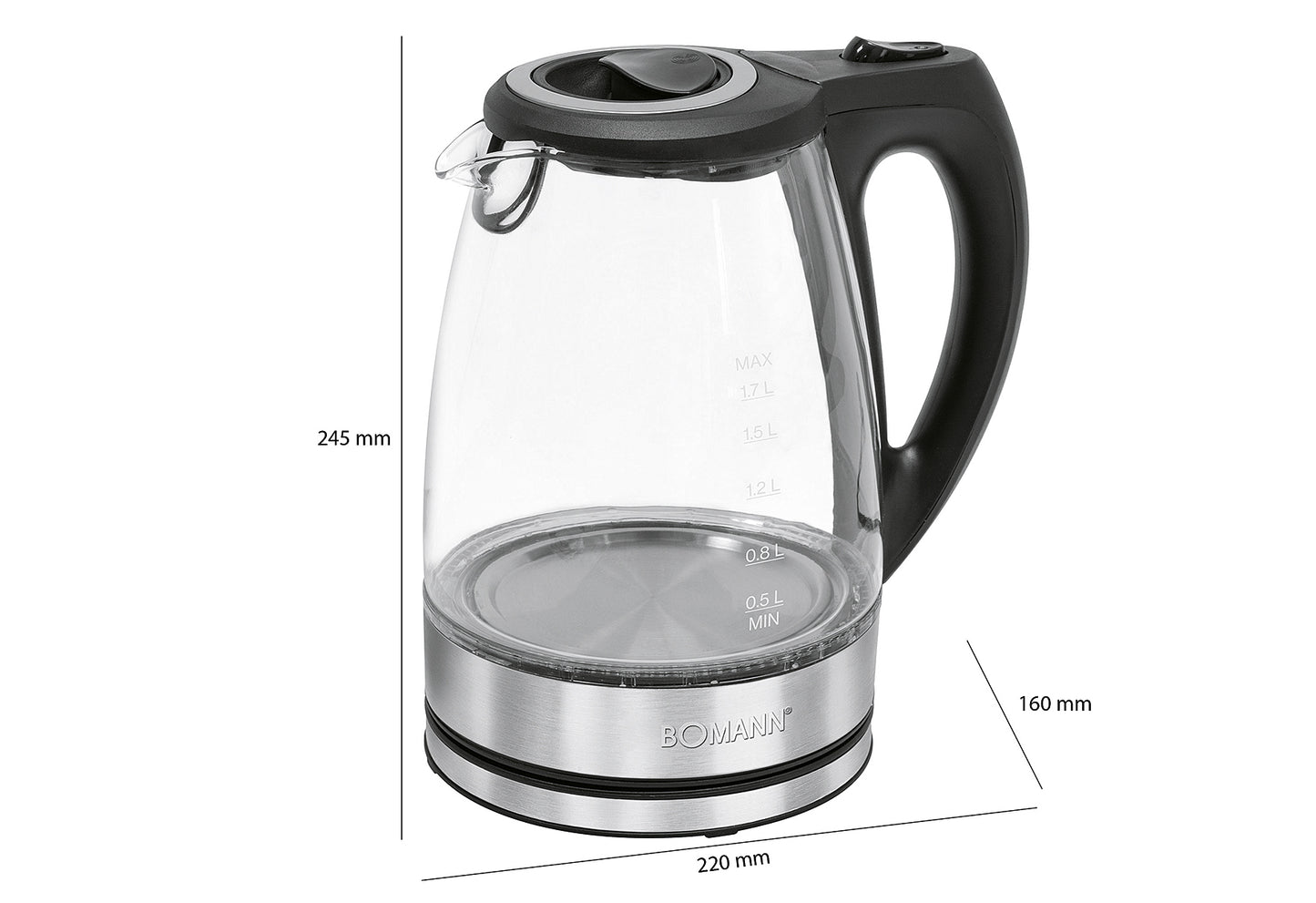 WKS 6032 G CB Wasserkocher 1,7l 2200W Glas/Edelstahl