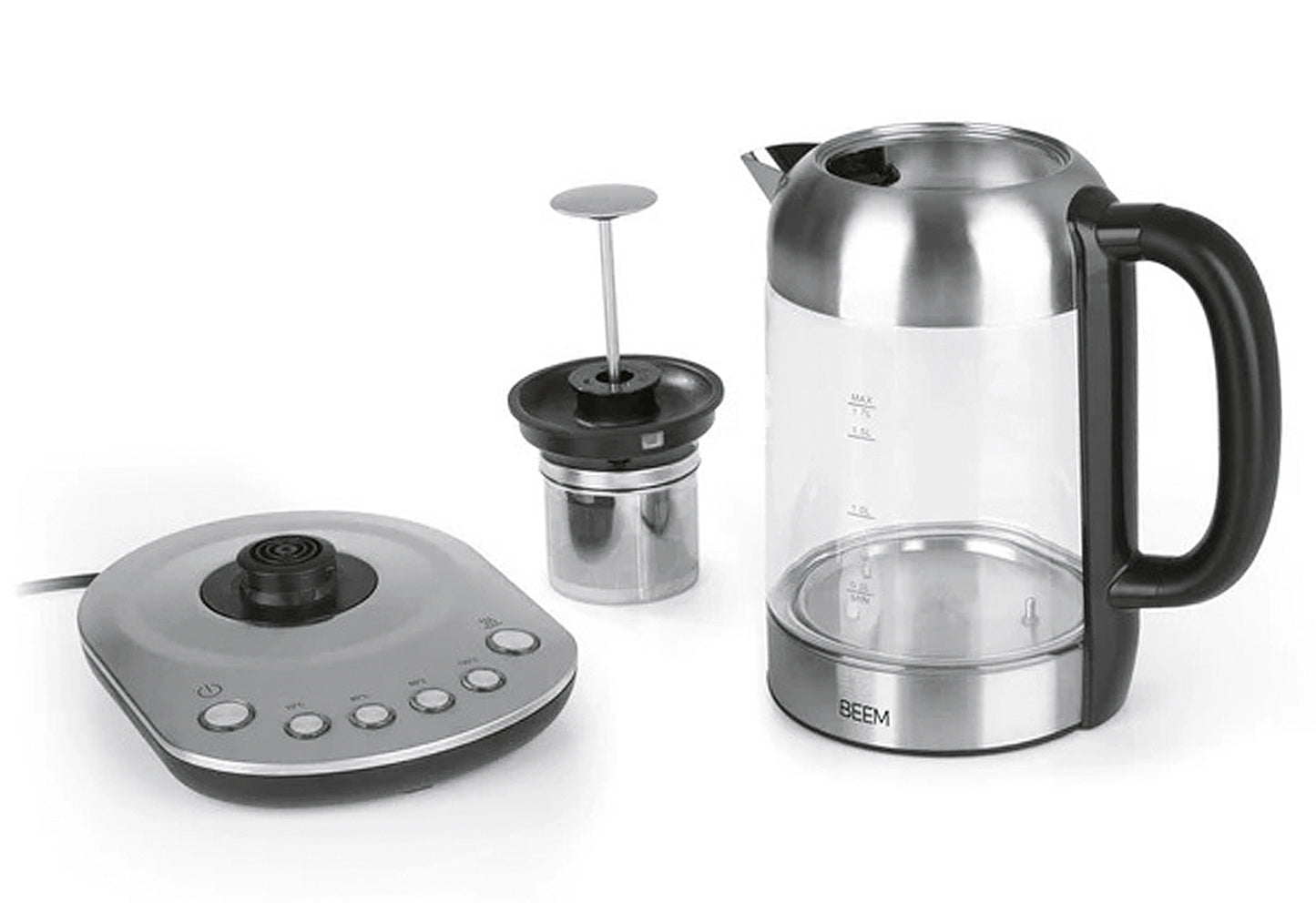 Wasserkocher Teatime II 1,7l 2200W mit Filter Edelstahl/Glas