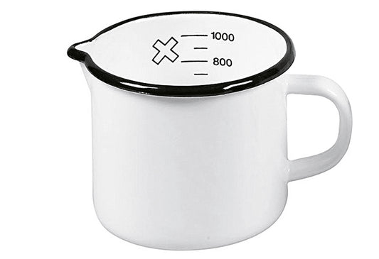 Milchtopf mit Skala und Ausguss 1 l Ø12cm emailliert weiß
