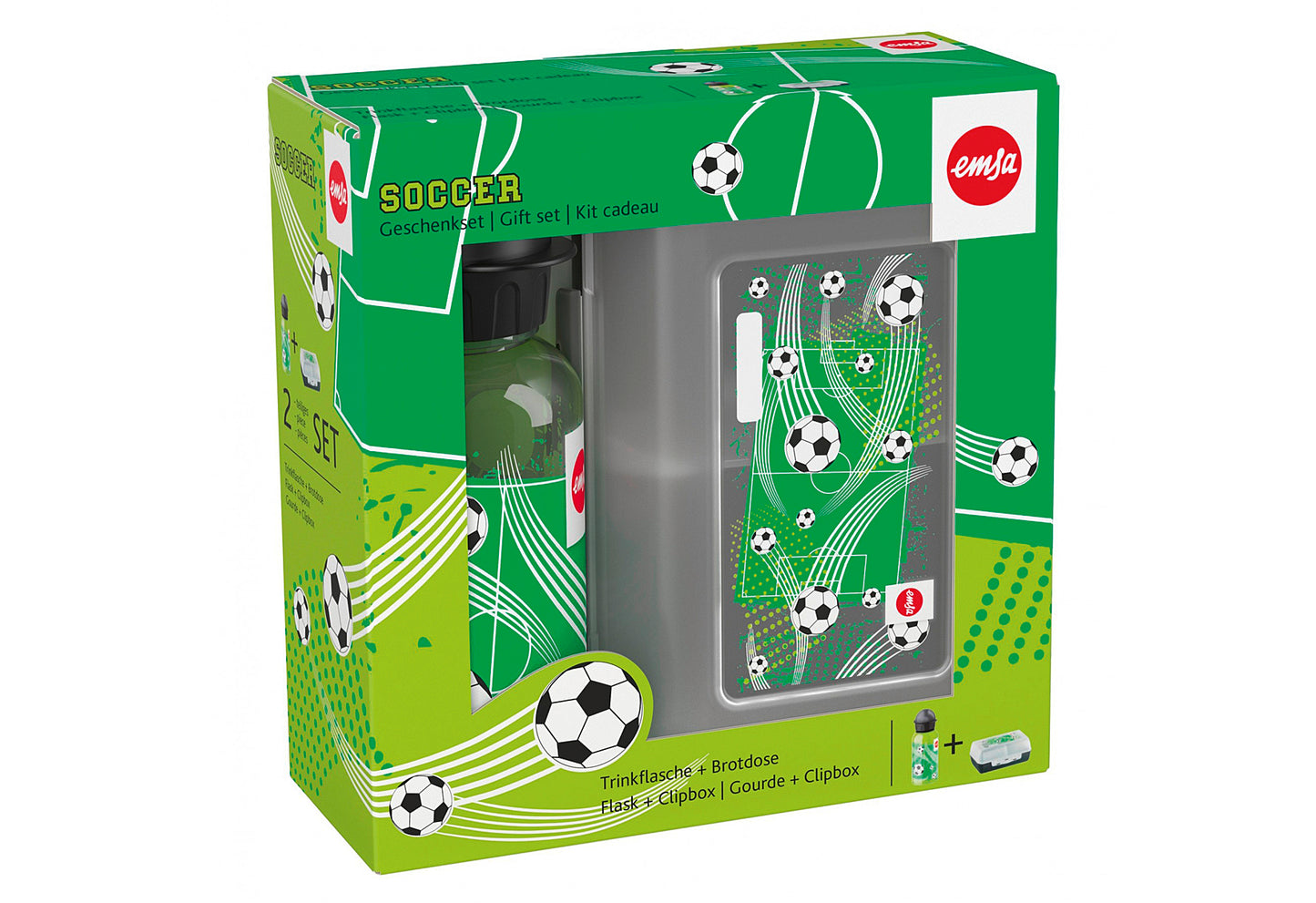 Geschenkset Kindertrinkflasche Kids Tritan Soccer und Varabolo Brotdose