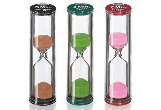 Sanduhr Tea-Time 8cm Ø2,3cm 3er Set