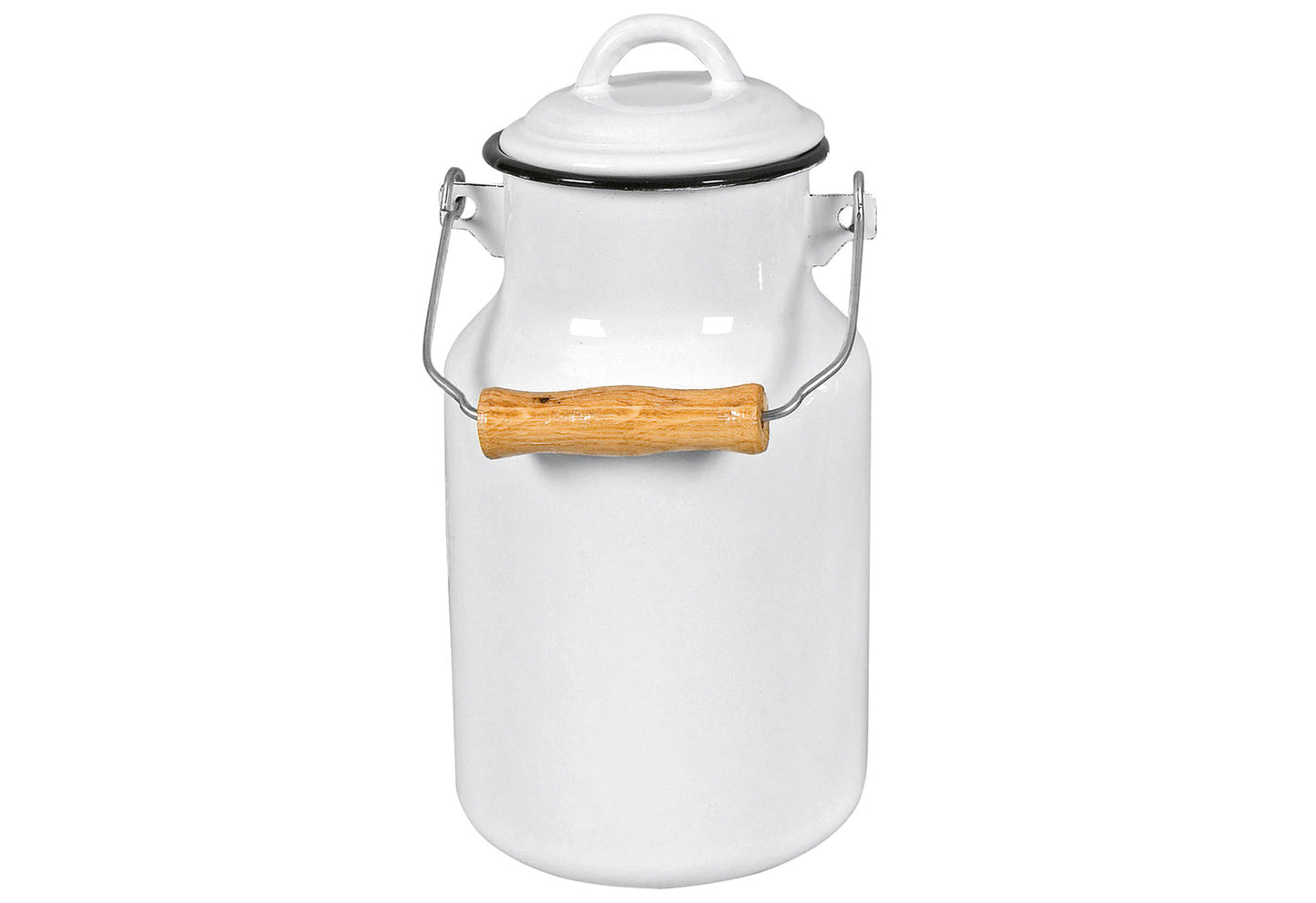 Milchkanne mit Deckel und Klapptragegriff 2 l Ø13cm emailliert weiß