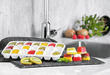 Eiswürfelform inkl. Deckel weiß/grau 2er Set