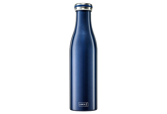 Thermo-Isolierflasche Edelstahl 0,75l blau-metallic