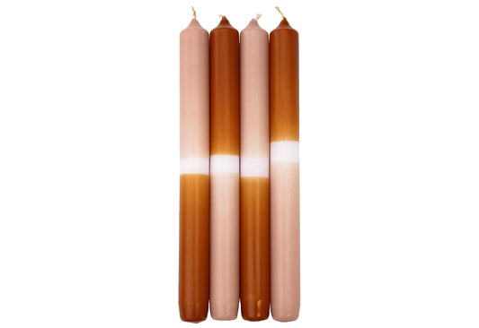 Spitzkerze 25x2,3cm lachs cognac 4er Pack