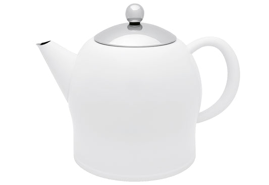 Teekanne Minuet 1,4l doppelwandig Edelstahl matt weiß