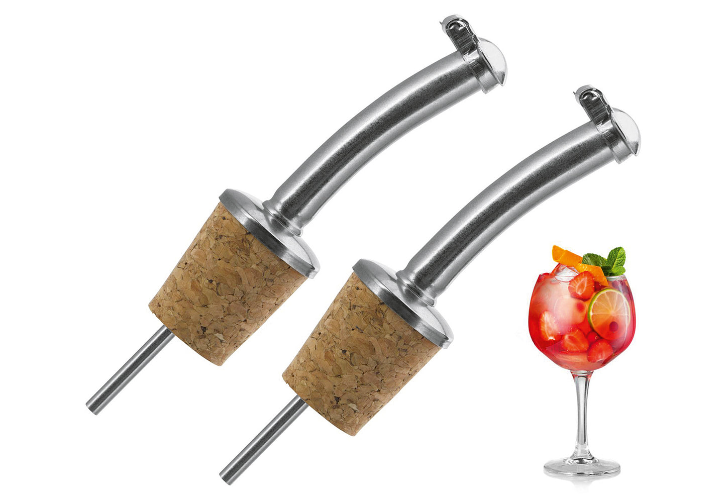 Flaschenausgießer mit Naturkork und Metallkappe 2Stück