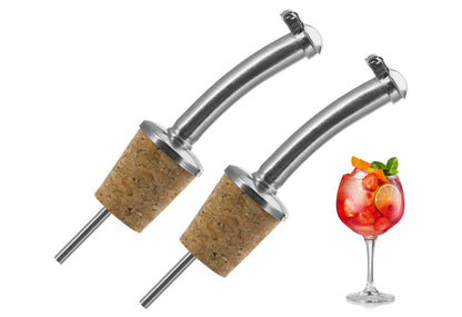 Flaschenausgießer mit Naturkork und Metallkappe 2Stück