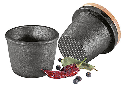 Mörser Gusseisen schwarz 3teilig