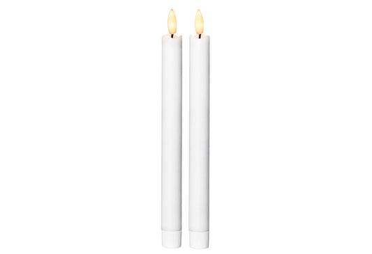 Leuchterkerze Flamme LED mit Timer 25x2,1cm weiß 2 Stück