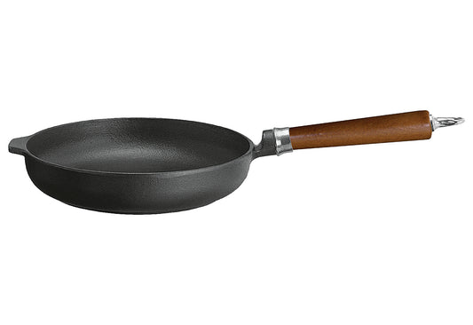 Bratpfanne Maestro Gusseisen hoch mit braunem Buchenholzgriff Ø24cm