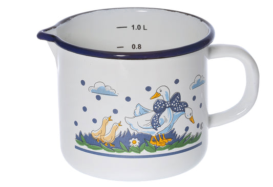 Milchtopf Gänseglück mit Ausguss 1,5 l Ø14cm emailliert