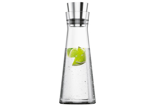 Glaskaraffe Flow Slim 1l Glas/Edelstahl