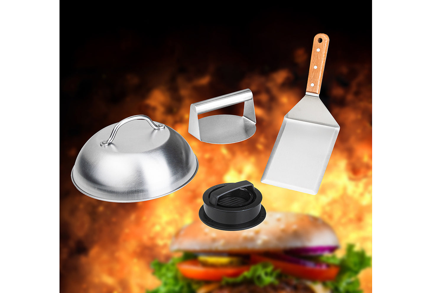Burger Maker Set mit Haube Wender Pressen