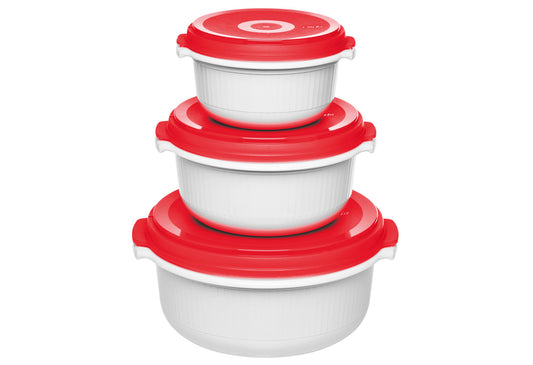 Mikrowellentopf Micro Family 0,5/1,0/1,5l weiß/rot