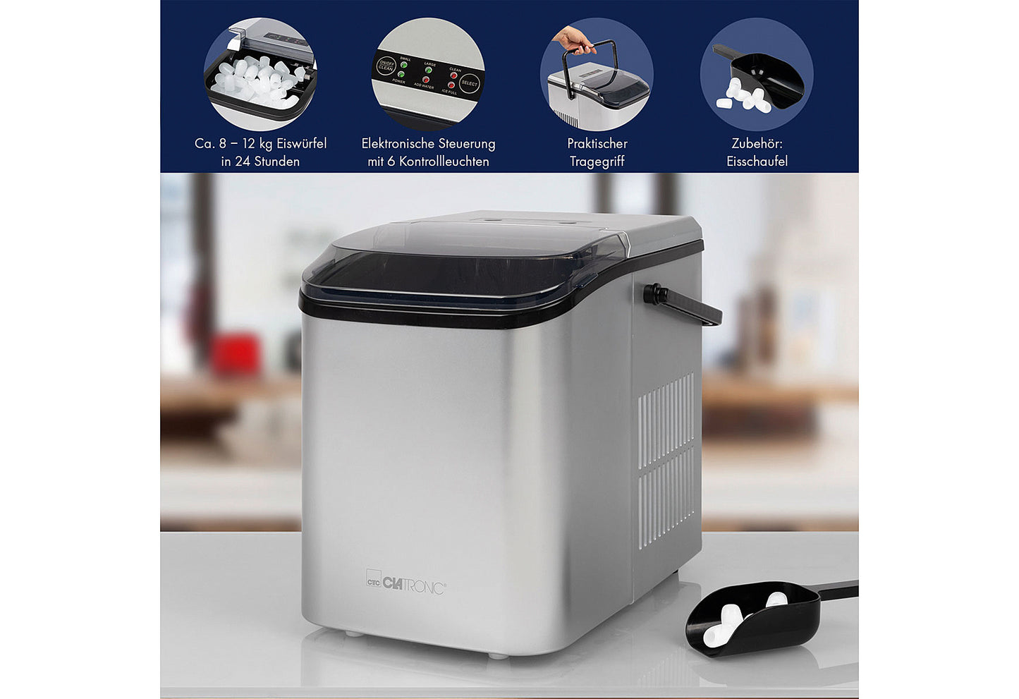 CLATRONIC Eiswürfelbereiter EWB 3785 silber/schwarz