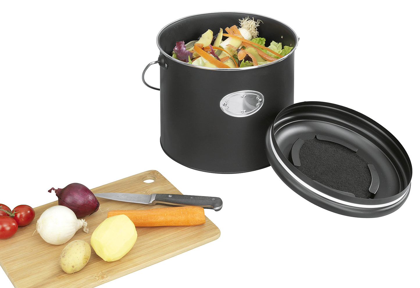 Komposteimer mit Aktivkohlefilter Nero 6l schwarz