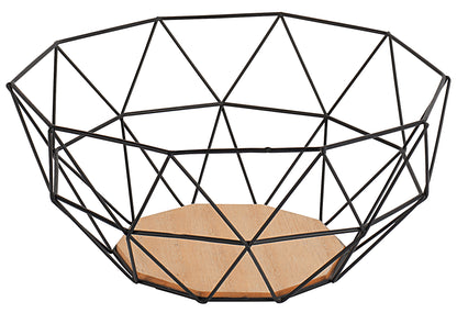 Deko-Obstkorb Metall mit Holzboden 26,5x25x12cm schwarz - Ruder Home GmbH