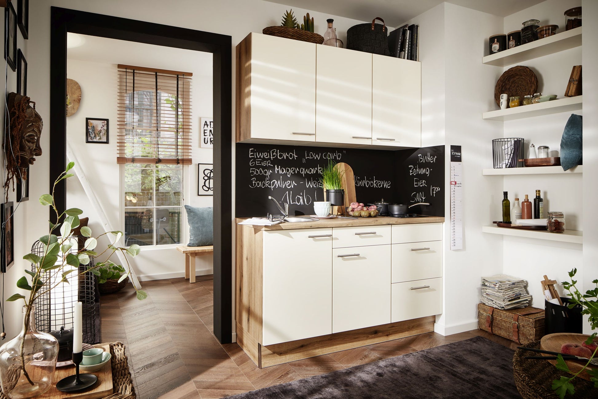 Küchenzeile 150 cm, Schränke in Magnolienweiß Hochglanz - Ruder Home GmbH