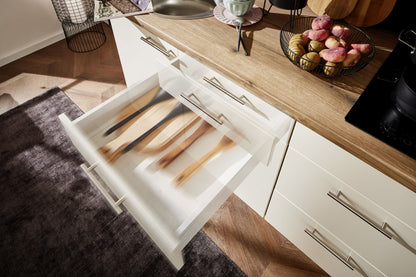 Küchenzeile 150 cm, Schränke in Magnolienweiß Hochglanz - Ruder Home GmbH