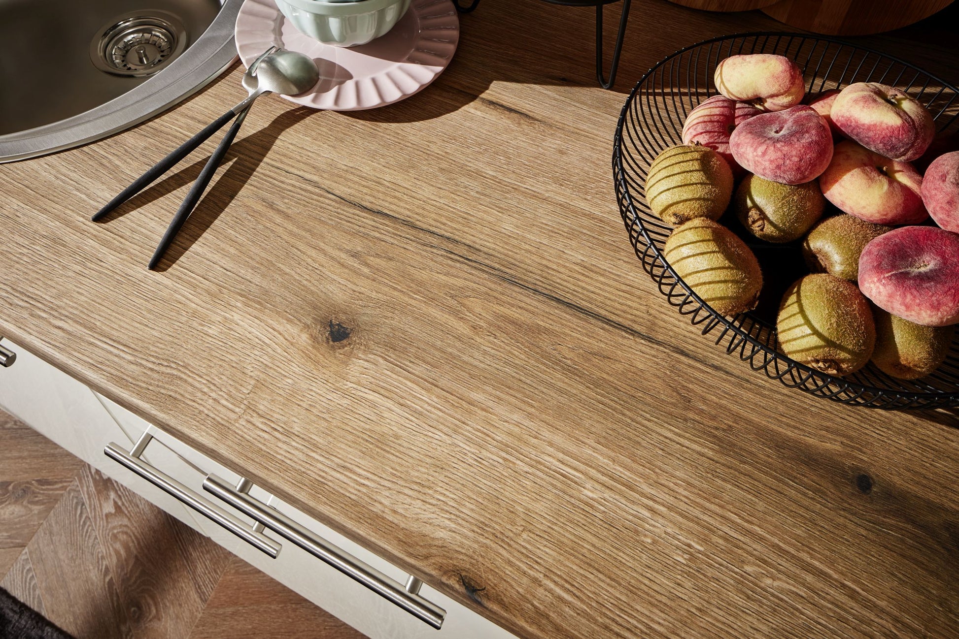 Küchenzeile 150 cm, Schränke in Magnolienweiß Hochglanz - Ruder Home GmbH