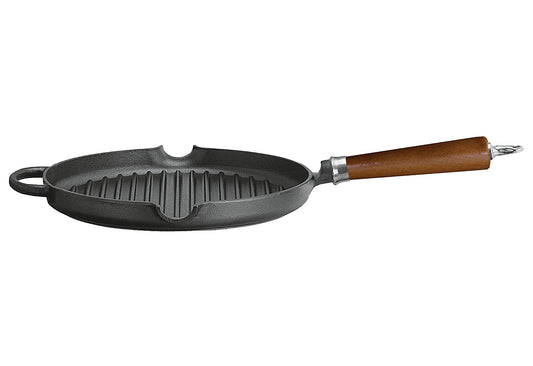 Grillpfanne Maestro Gusseisen mit braunem Buchenholzgriff Ø28cm