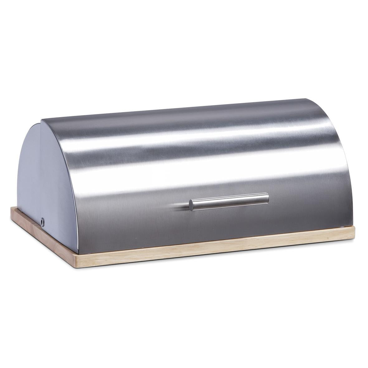 Brotkasten Bamboo Edelstahl/Gummibaumholz 39,5x28x16cm silber/natur