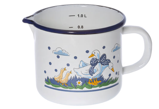 Milchtopf Gänseglück mit Ausguss 1,25 l Ø12cm emailliert