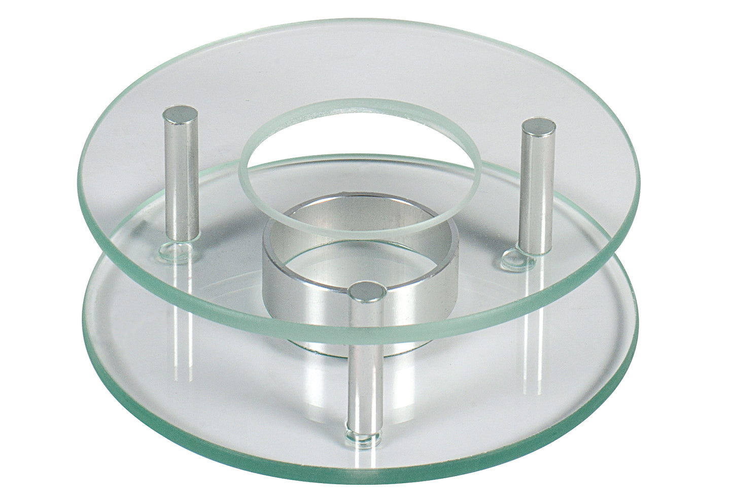 Stövchen Glas/Metall für Teelicht (nicht enthalten) 4cm Ø12cm silber/klar