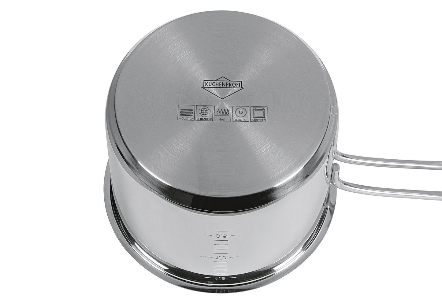 Wasserbad-Topf Edelstahl mit Glasdeckel 1,5 l Ø14cm