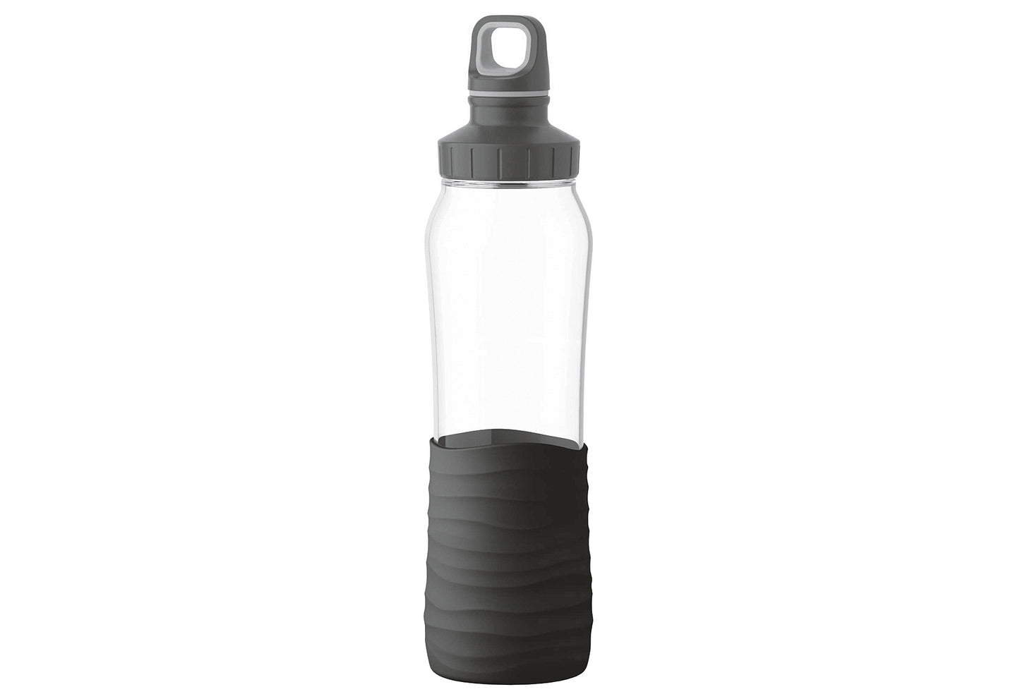 Trinkflasche Drink2Go Glas 0,7l Silikonmanschette schwarz
