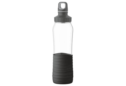 Trinkflasche Drink2Go Glas 0,7l Silikonmanschette schwarz
