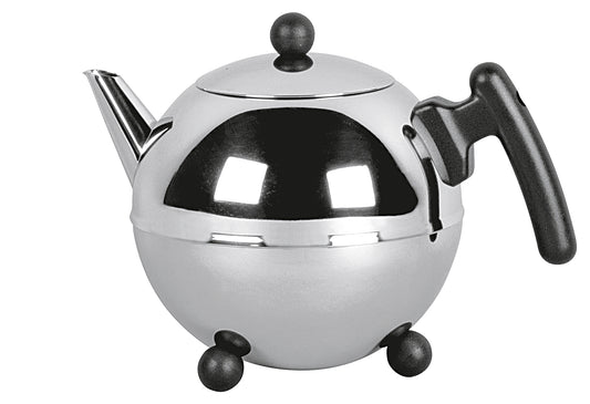 Teekanne Duet Bella Ronde mit schwarzem Griff und Knöpfen 1,2 l
