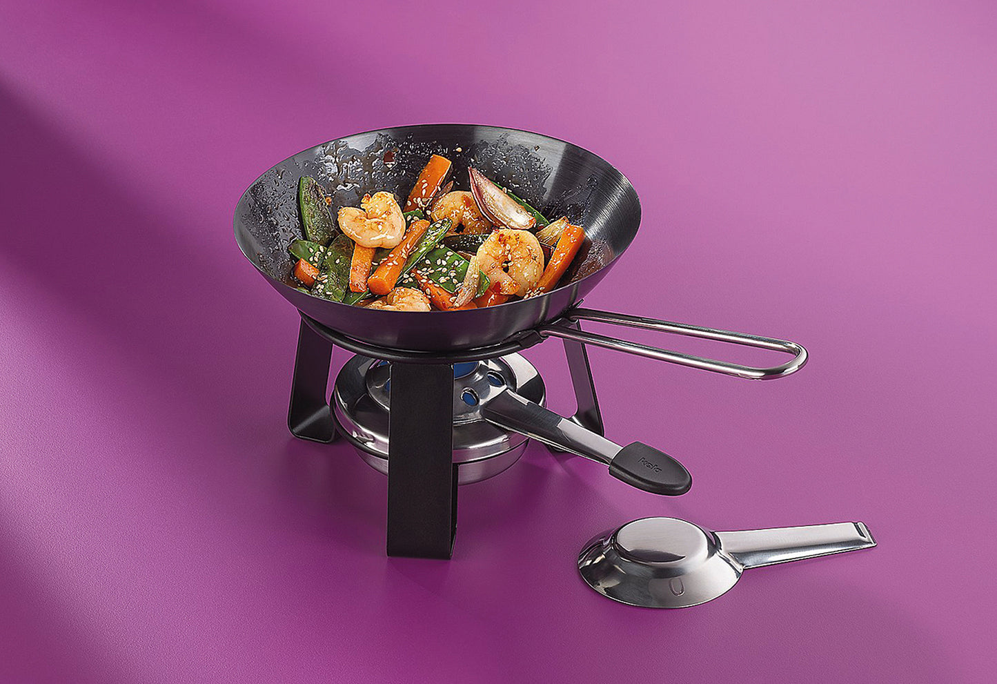 Mini Wok Joy Ø18cm H:15cm mit Rechaud schwarz u. Pastenbrenner