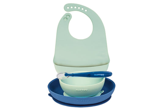 Essset mit Lätzchen Silikon blau