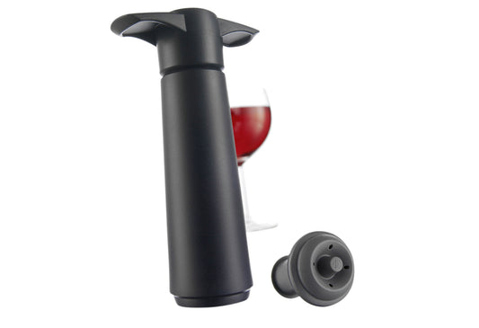 Weinpumpe mit 2 Stopfen schwarz