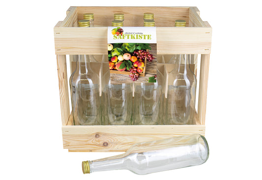 Saftkiste mit 12 Gradhalsflaschen 700ml mit 28mm PP-Verschluss