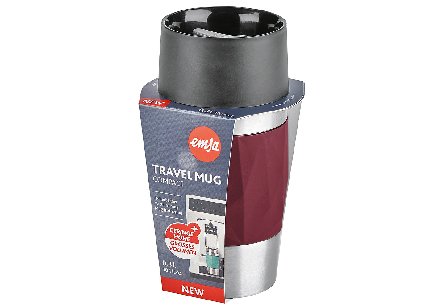 Isolierbecher Travel Mug Compact 0,3l Manschette weinrot