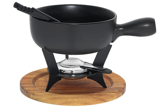 Käsefondue-Set Country Gusseisen/Holz 21cm Ø22cm 10teilig