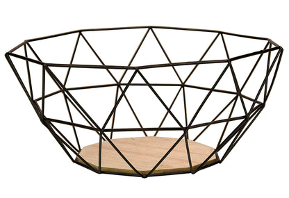 Deko-Obstkorb Metall mit Holzboden 26,5x25x12cm schwarz - Ruder Home GmbH