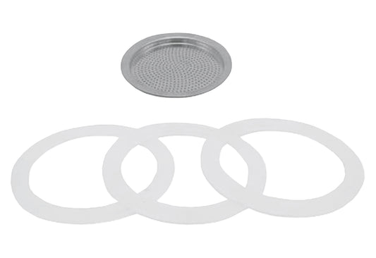 Ersatzteilset Espressokocher 12 Tassen 1Filter und 3 Ringe 4teilig
