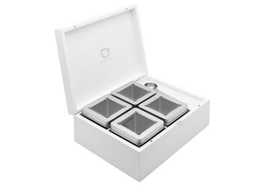 Teebox 4 Dosen mit Löffel weiß