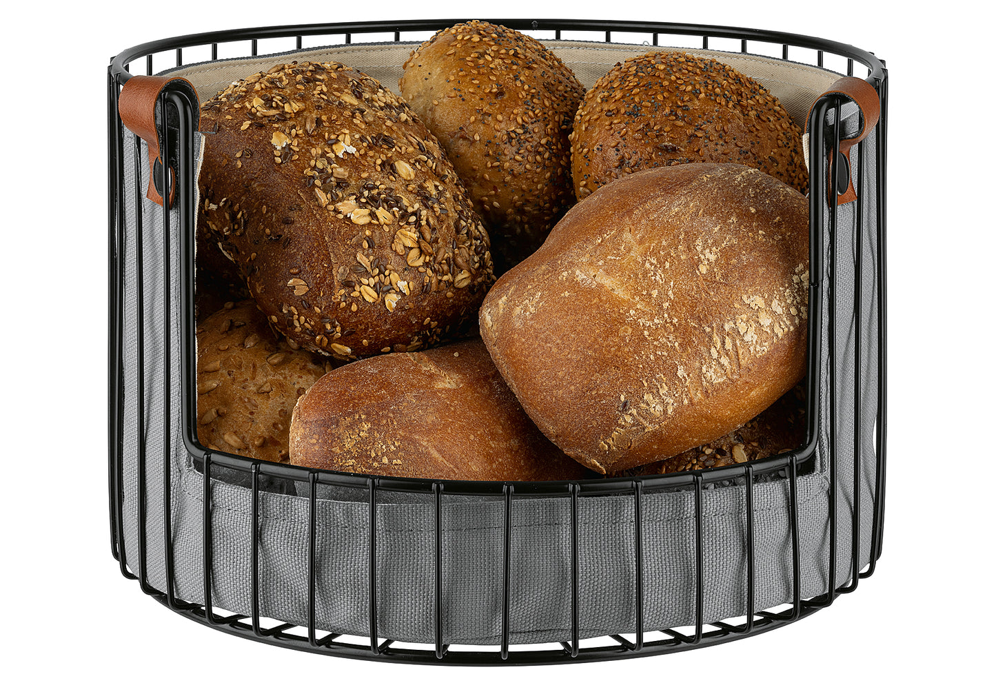 Brot-/Obstkorb inkl Baumwollbezug 27,5cm beige/grau