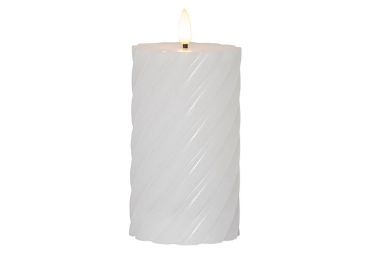 LED-Echtwachs-Kerze Flamme Swirl 15x7,5cm weiß