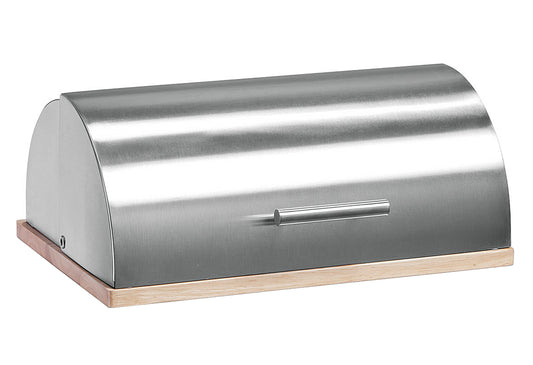 Brotkasten Bamboo Edelstahl/Gummibaumholz 39,5x28x16cm silber/natur